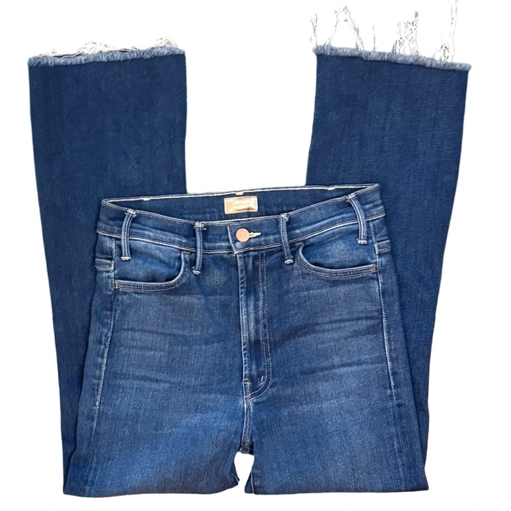 MOTHER The Hustler Ankle Fray in Home Movies Medium Blue Wash Size 27